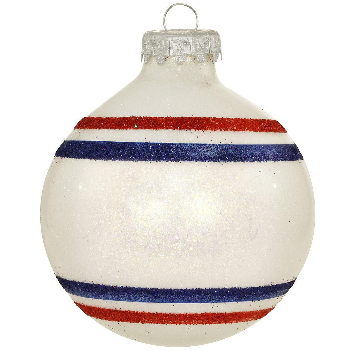 Patriotic Stripe Sparkle Glass Ornament
